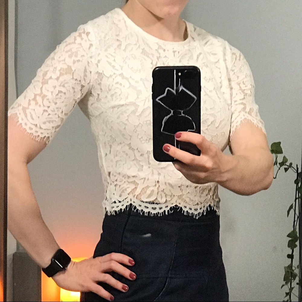 White lace crop top